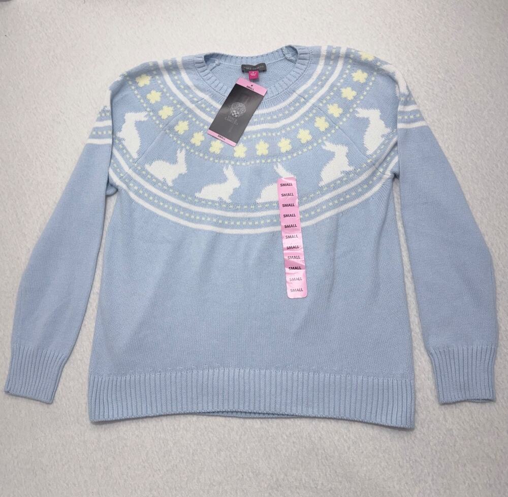 Vince Camuto Women's Bunny Fair Isle Sweater Light Blue Sz S/CH 7226201